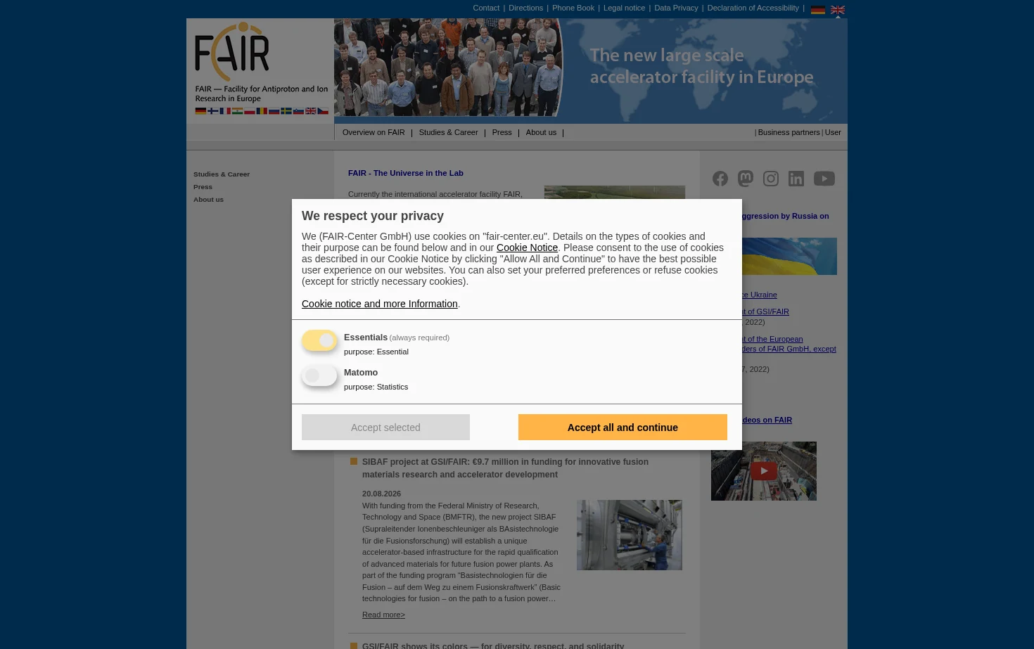 FAIR Center 页面快照